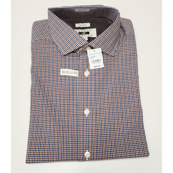Joseph Abboud Non-Iron Dress Shirt Men's Size Medium Check 80's 2-Ply Cotton - Picture 1 of 16